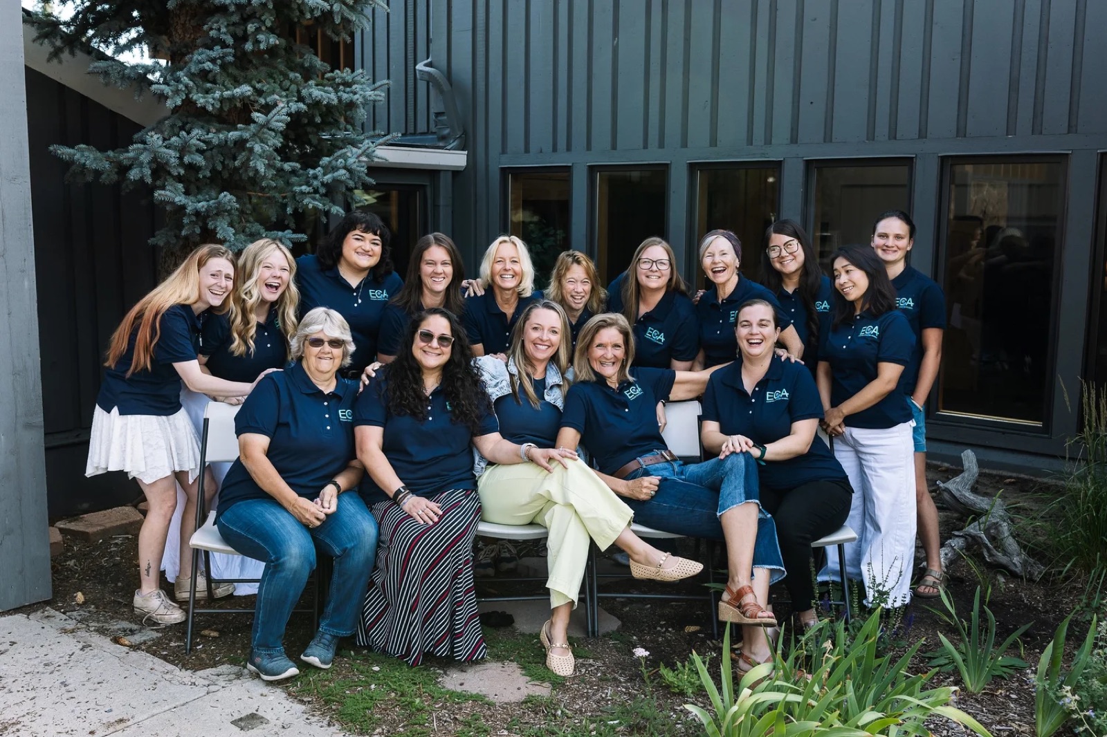 The Evergreen Christian Academy teaching staff gathered outside the school